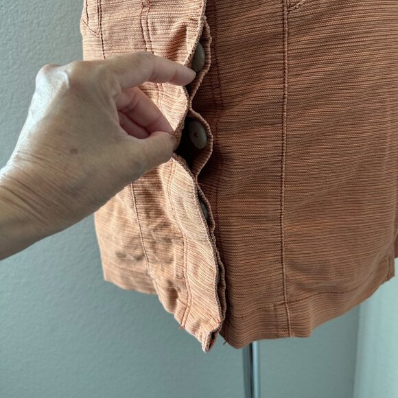 Free People High Waisted Pintuck Textured Mini Skirt Exposed Buttons Terrecotta - Picture 6 of 8